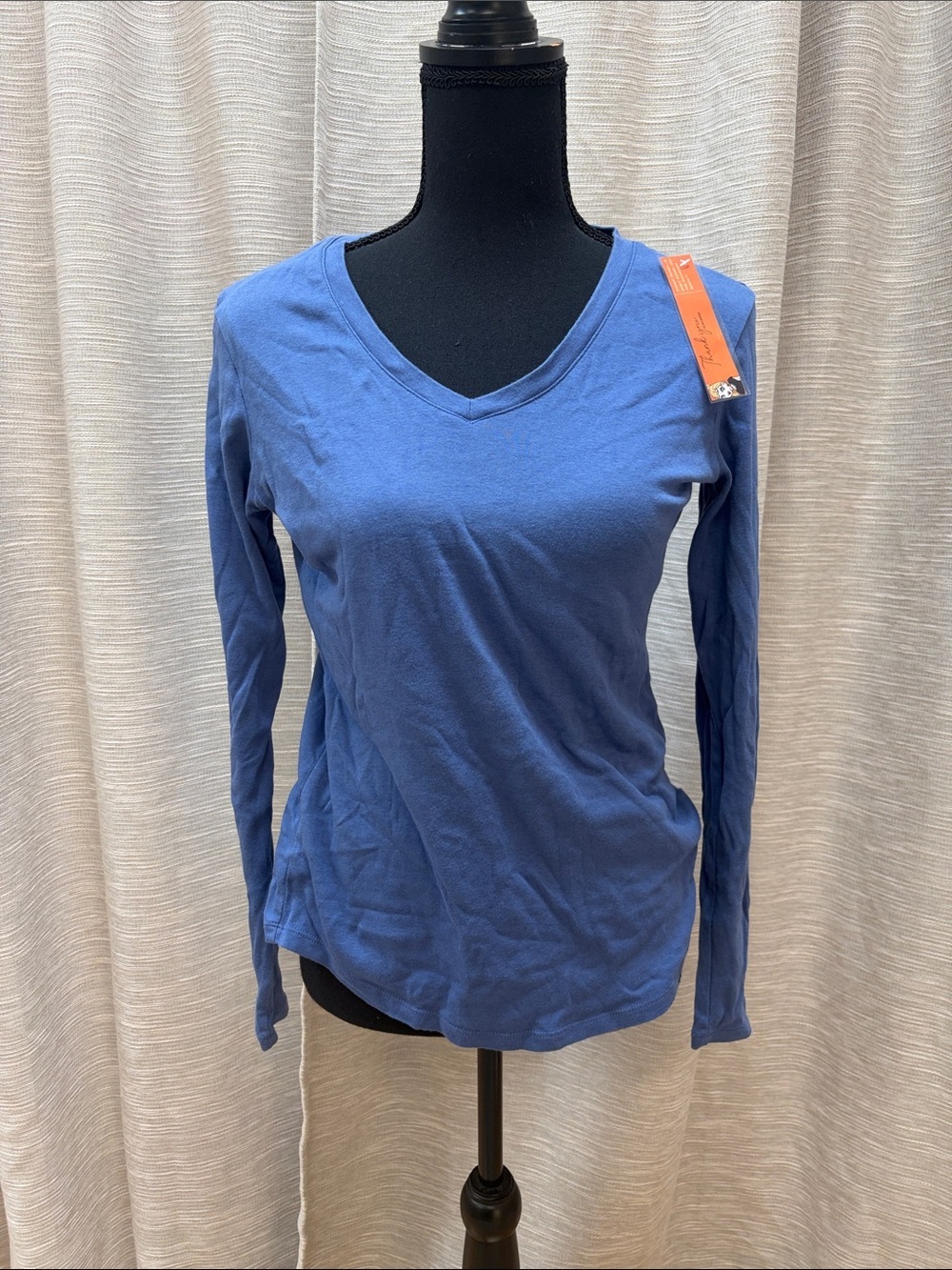 Eddie Bauer Classic V-Neck Long-Sleeve Top - Blue